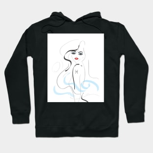 pisces zodiac sign minimalistic line art illustration Hoodie